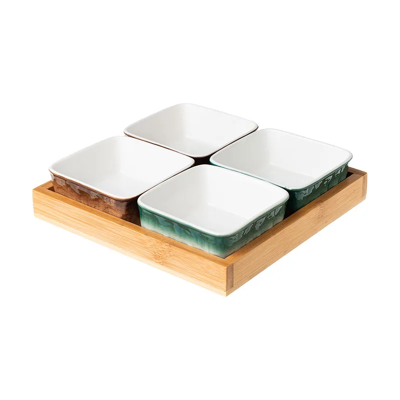

Nordic living room dried fruit snack split plate home creative snack platter wooden tot small square dishes