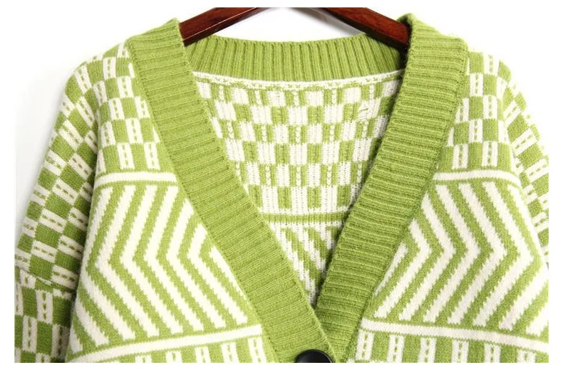 2018 Женский Повседневный полосатый вязаный кардиган винтажный короткий Стильный