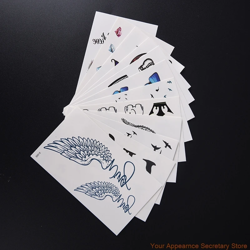 

crown/feather/diamond /swallow Tattoo Waterfproof Fake Temporary Tattoo Sticker Body Cat Star Infinity Bird Tattoo Small 1 sheet