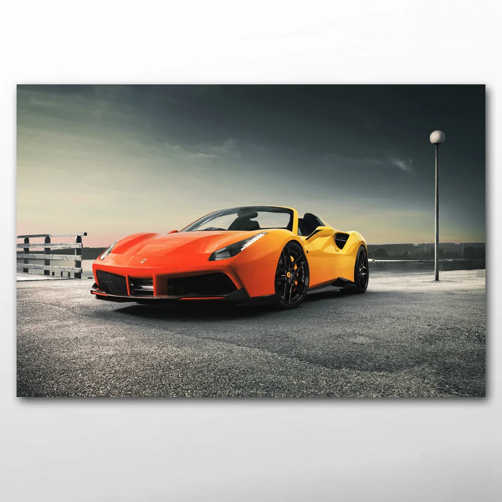 Posters and Prints Ferraris 458 Spider Sport Car Vehicle Canvas Cloth Wall Art DIY Framed Painting for Living Room Decor | Дом и сад