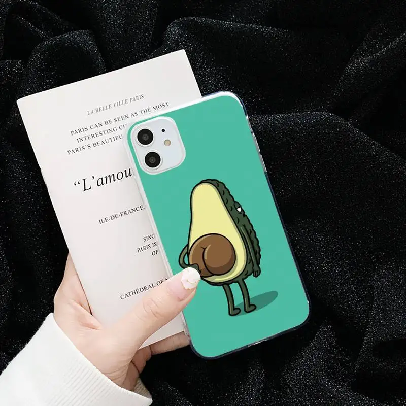 

Fruit Avocado funny lovely Phone Case Transparent for iPhone 6 7 8 11 12 s mini pro X XS XR MAX Plus cover funda shell