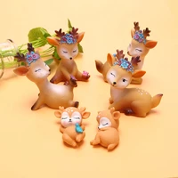 hot sale cute sika deer baking cake topper decoration miniatures fairy garden ornament craft