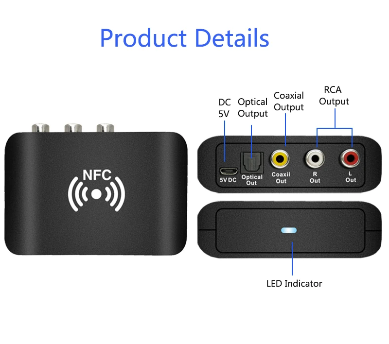 NFC Bluetooth 5,0 приемник APTX HD DAC беспроводной цифровой аудио адаптер с низкой задержкой SPDIF коаксиальный RCA выход