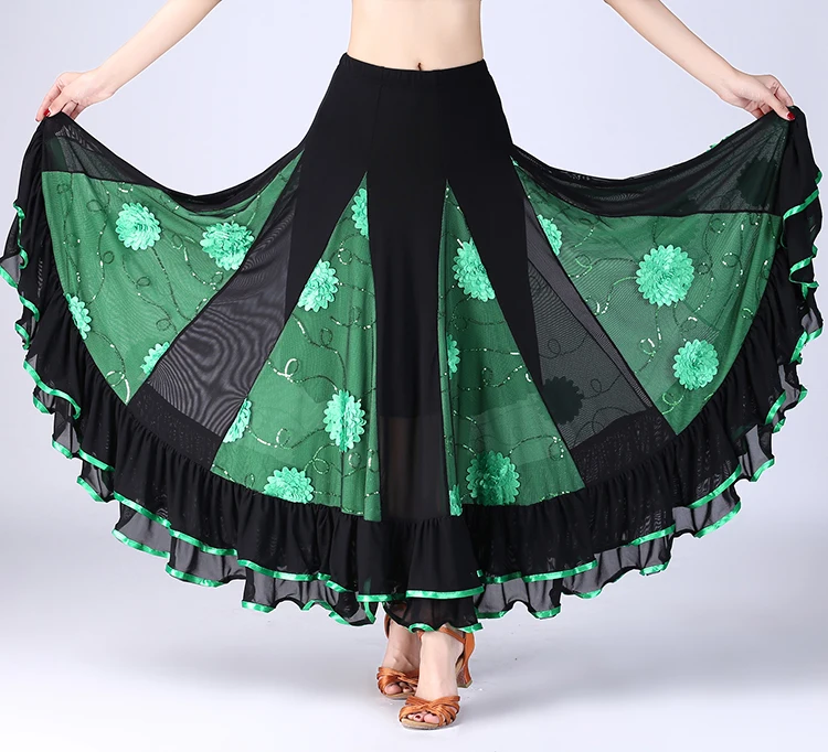 Женская юбка для танцев длинная разных цветов выступлений бальных танго |