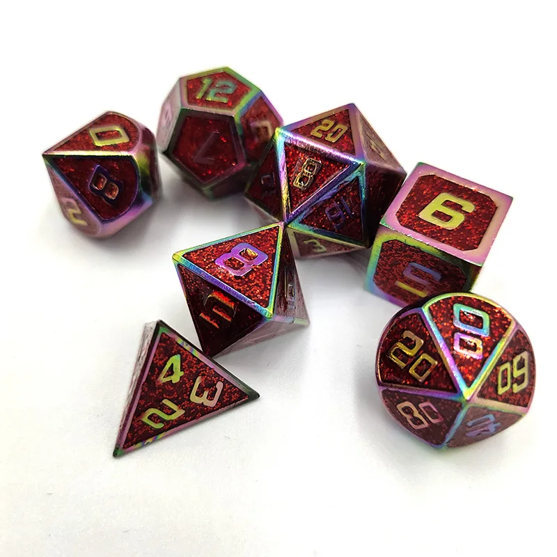 7 шт./лот многогранные металлические кубики Набор кубиков D &amp многослойные кости