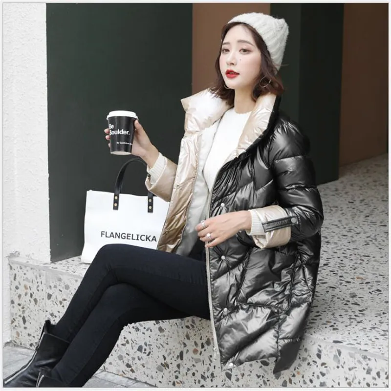 

2020 Winter Jacket Women's Warm Glossy Jacket With Unusual Design Winter Coats Gives Charm Elegance Chaqueta Mujer R760