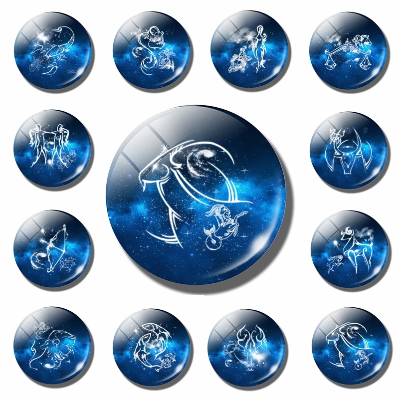 Классический 30 мм стеклянный купол 12 Созвездие рисунок на холодильник украшение