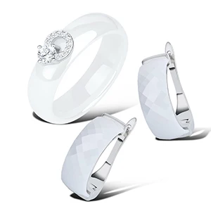 Bling Кубический Цирконий 925 Серебряные Ювелирные наборы для женщин здоровые керамические серьги-гвоздики Кольцо клубника ювелирные наборы Рождественский подарок - Окраска металла: Black