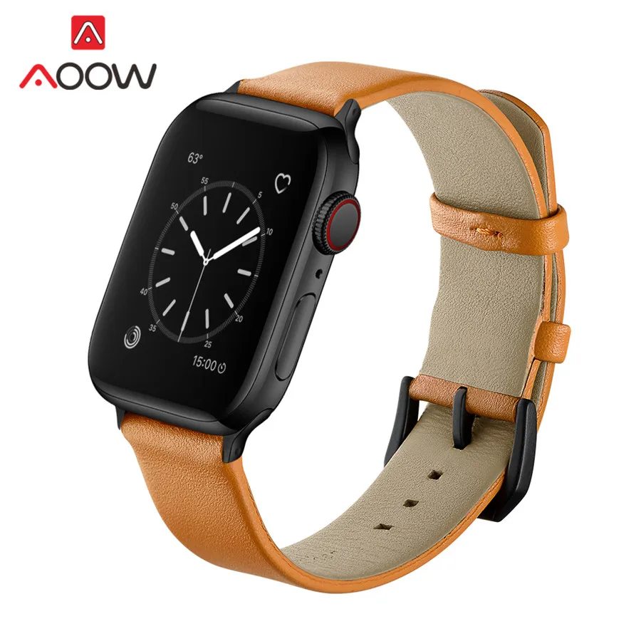 Ремешок из натуральной кожи для часов Apple Watch 5 4 38 мм 42 40 44 мужчин и женщин Мягкий