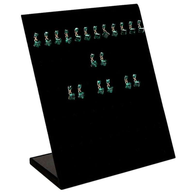 

2 Pcs Jewelry Shelf Display Rack Stand for Ear Stud Earrings Holder Bracket Jewelry Storage Transparent White & Black