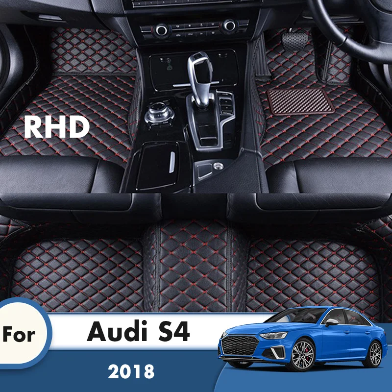 RHD Custom Car Floor Mats For Audi S4 2018 Car Accessories interior Decoration Carpets Car Styling Foot Pads Front And Rear Rugs
