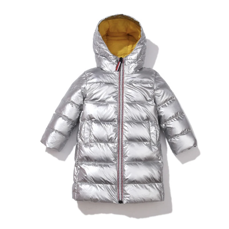 IYEAL модная зимняя куртка-пуховик с белым утиным пухом длинное теплое Детское
