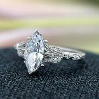 caoshi fashionable design bridal wedding ring shiny marquise shaped crystal delicate promise ring modern female timeless jewelry
