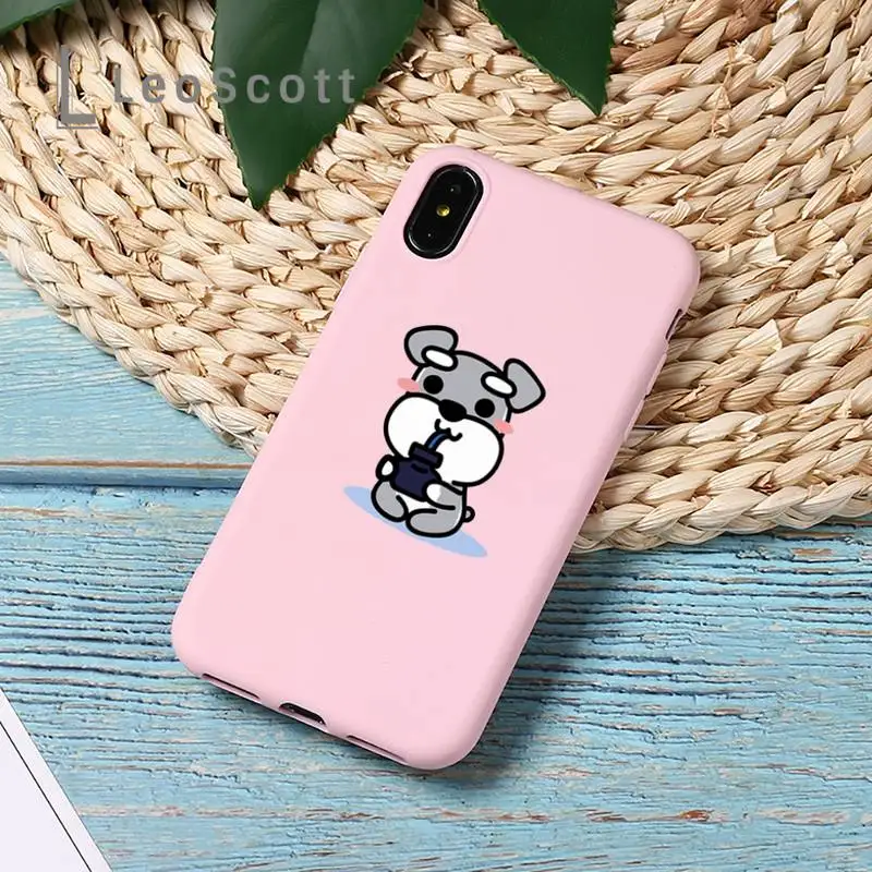 

Cartoon schnauzer dog Phone Case Candy Color for iPhone 11 12 mini pro XS MAX 8 7 6 6S Plus X 5S SE 2020 XR