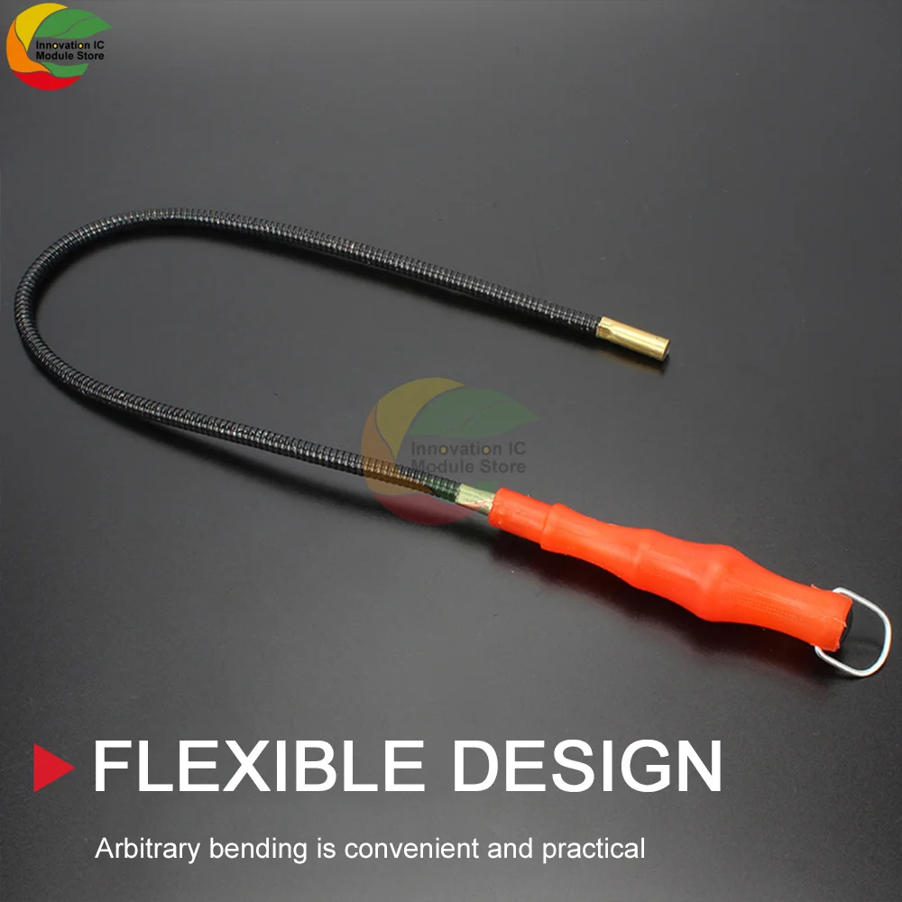 

Ziqqucu 60cm LED Light Magnet Garage Tool Flexible Magnetic Pickup Repair Pick Up Red Plastic Handle Bendable Metal Grabber