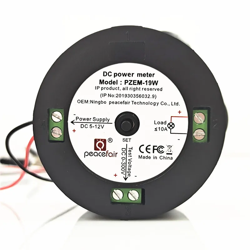 Peacefair Round LCD Digital Display Watt Meter Power Analyzer DC Voltage Reverse Protection 0-300V 3000W PZEM-019W 10A | Инструменты