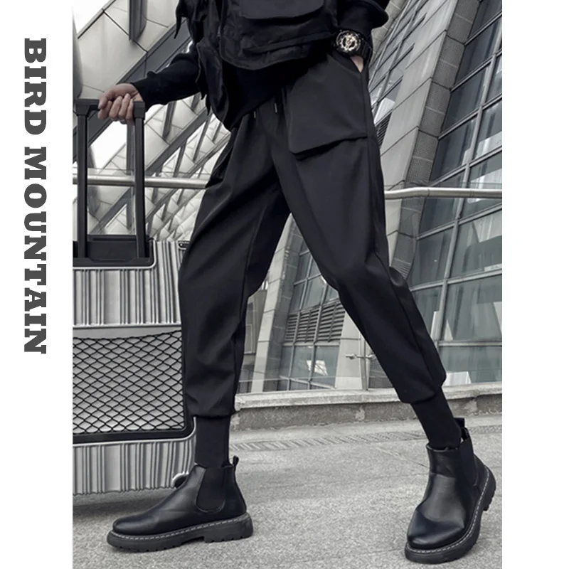 

2021 European American Fashion Hip Hop Black Cargo Pants Streetwear Techwear Joggers Men Clothing Korean Casual Trousers