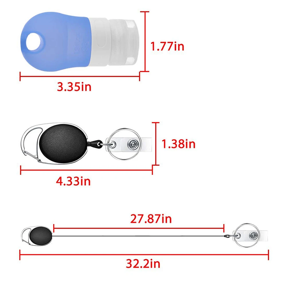 

3PCS Portable Silicone Dispensed Bottles and 3PCS Retractable Buckles Set EIG88