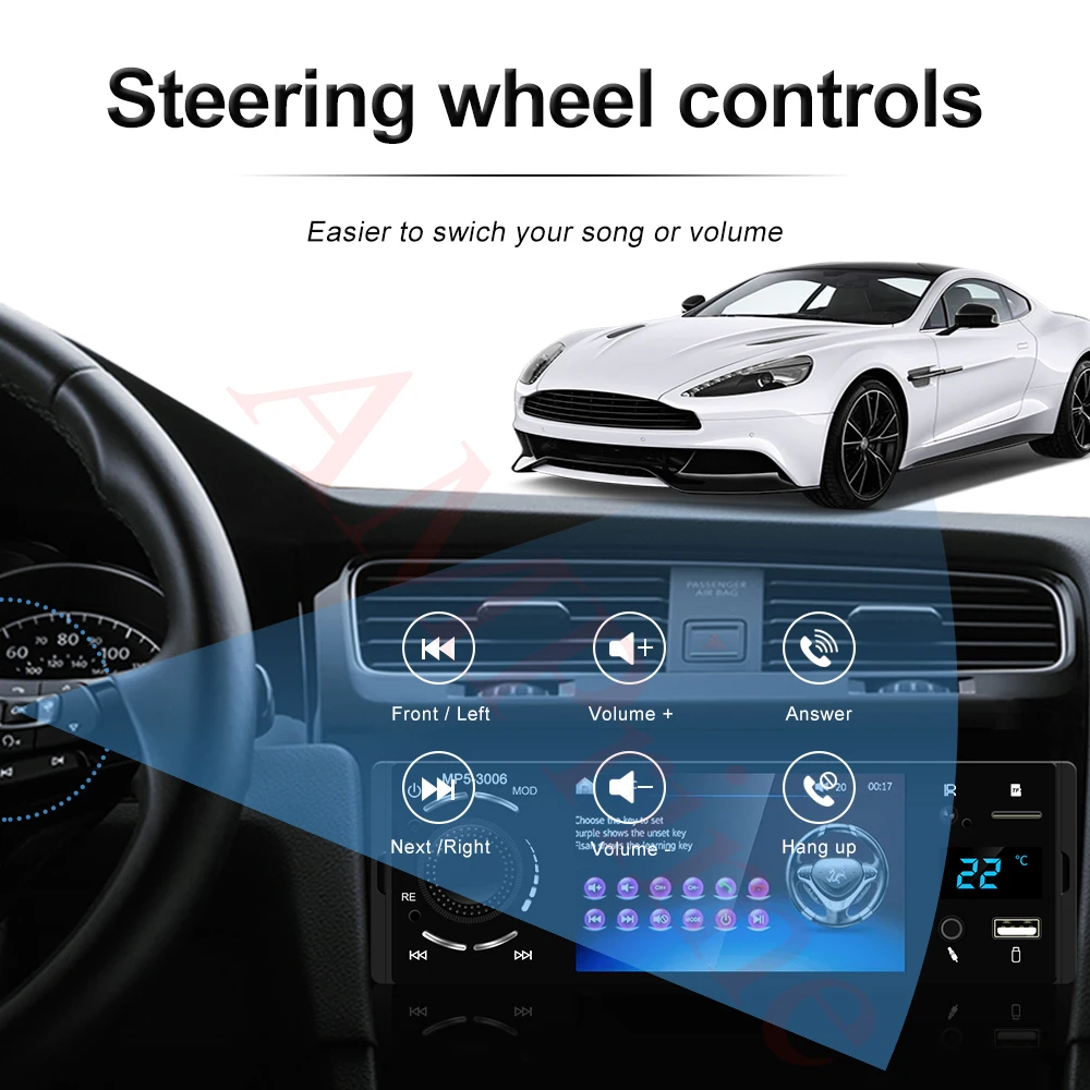 Авторадио AMPrime 1 din 4 &quotTouch Acreen Авто Аудио Зеркало Ссылка стерео Bluetooth Камера