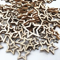 50pcs unfinished wood cutout star shaped wood pieces for wooden craft diy projects gift tags home decoration