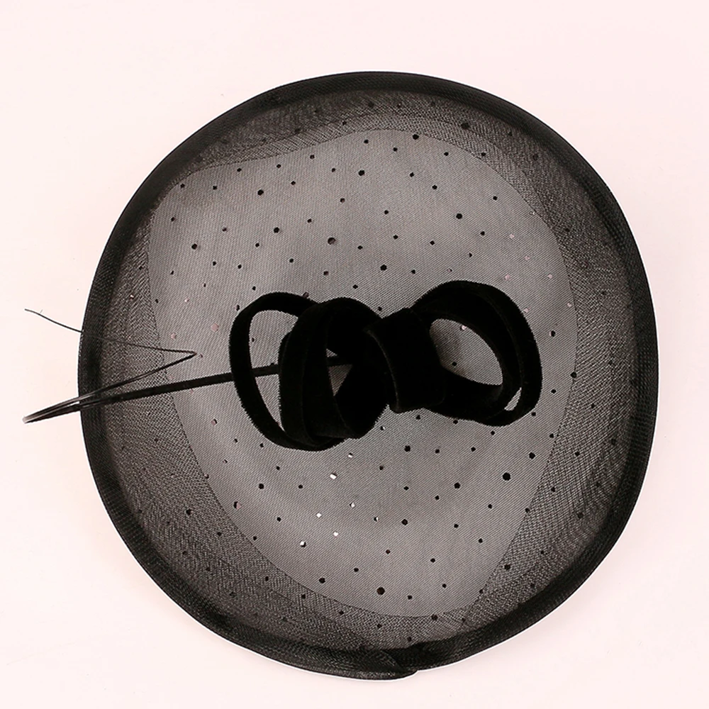 Женская шляпка-вуалетка с перьями FS черная шляпка-Вуалетка вуалью для свадебной