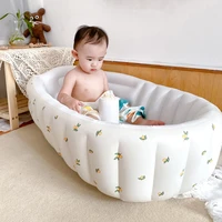 cartoon olive print baby inflatable bathtub portable foldable newborn shower baisn toddler infant thickening bathing tub bucket