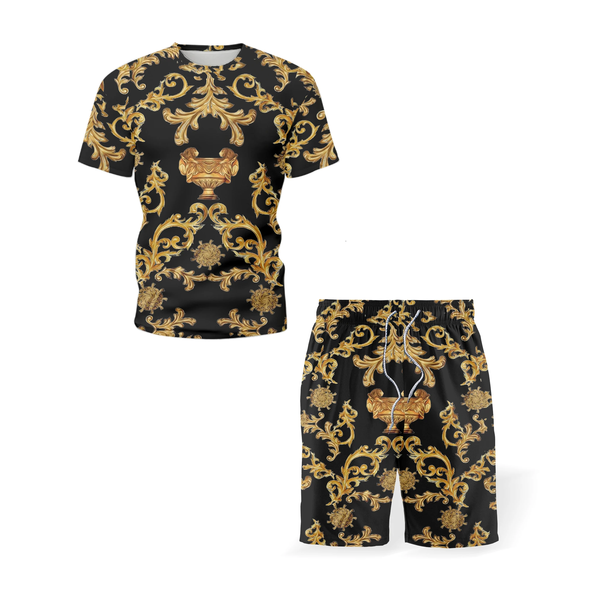 

Personalized 3D printing T-shirt men's streetwear 2021 summer O-neck short-sleeved T-shirt set 3D style male clothes casual T-sh