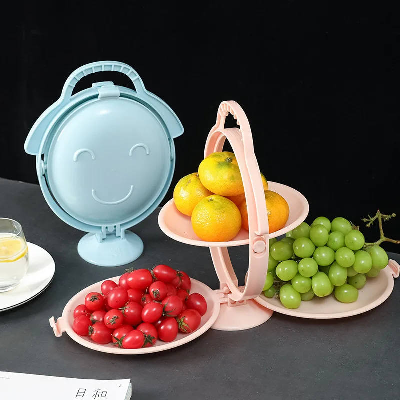 

3 Layers Portable Foldable Snack Plates Kawaii Kitchen Fruit Platter Candy Snacks Nuts Seeds Dry Fruits Plates Dishes Bowl