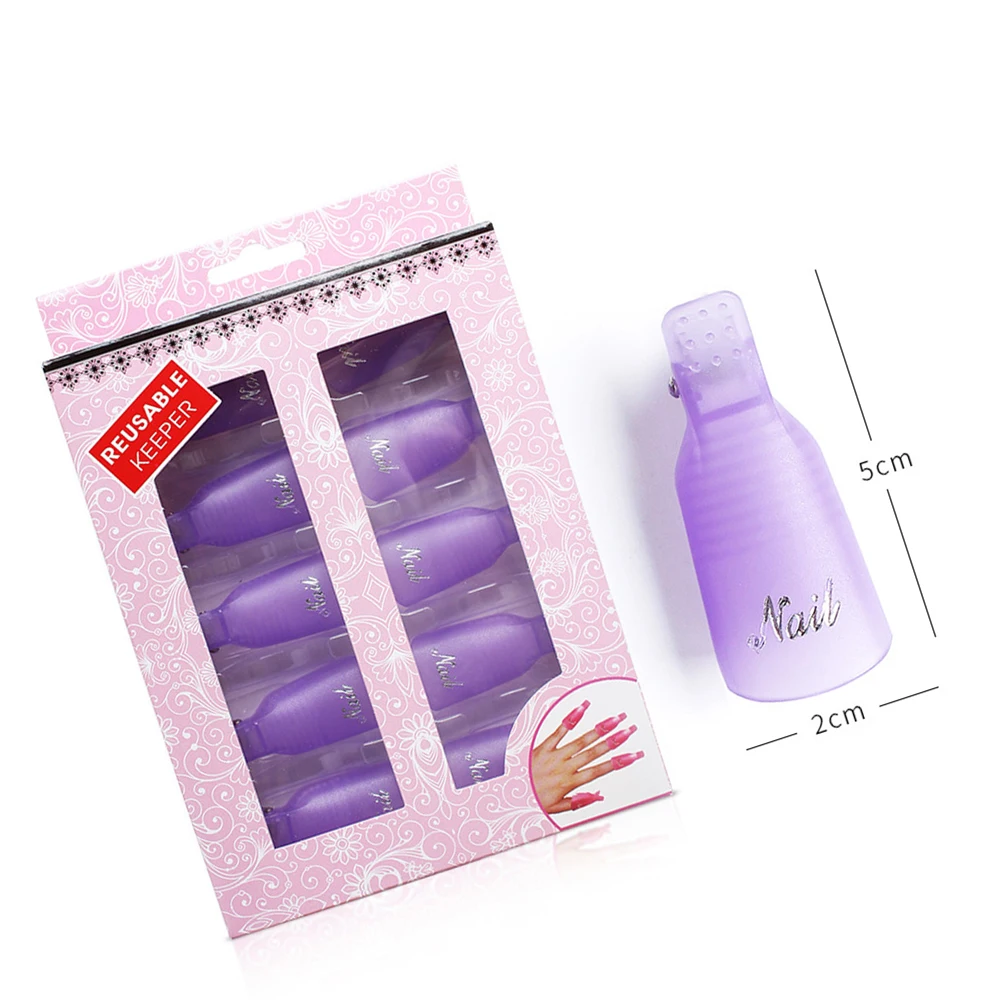 

10pcs Plastic Nail Polish Remover Wrap Clip Cap Soak Off Art Polish Soak Off Clips For Finger Nail Polish Remove Tool