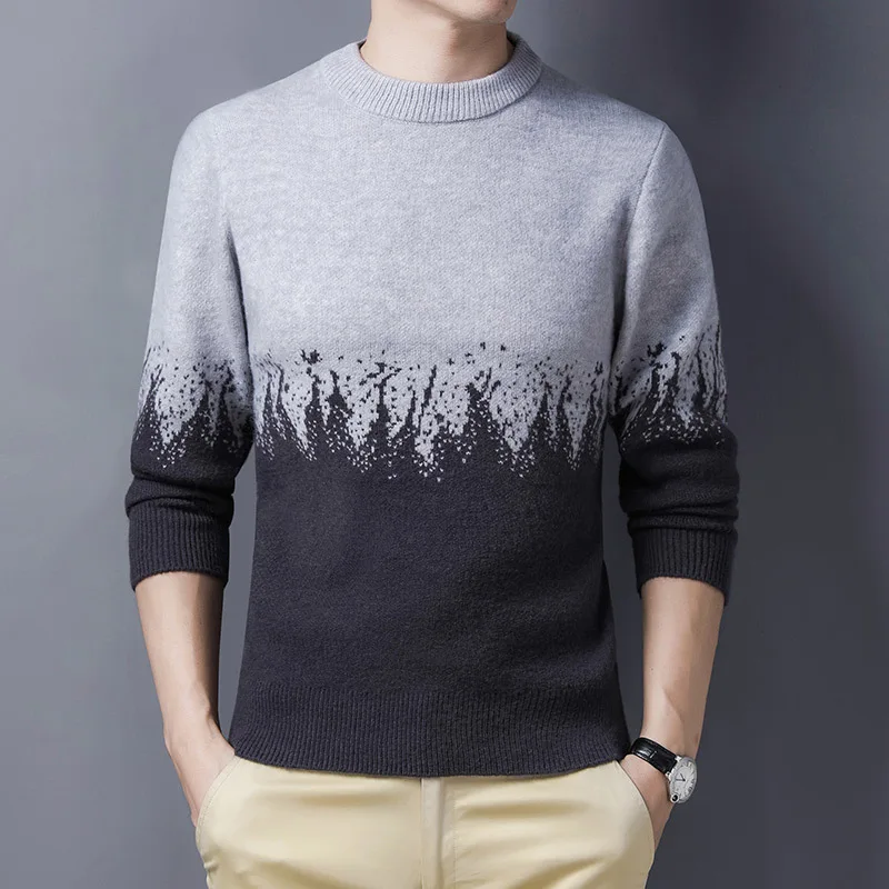 2021 новый пуловер для мужчин зимний свитер с О-образным вырезом в полоску Knittwear