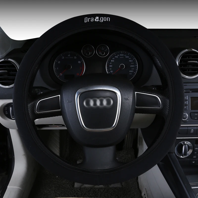 C1 black Чехлы рулевого колеса автомобиля светоотражающие искусственная кожа Эластичный китайский дракон дизайн Авто Руль Протектор YS5005 - Название цвета: C1 black