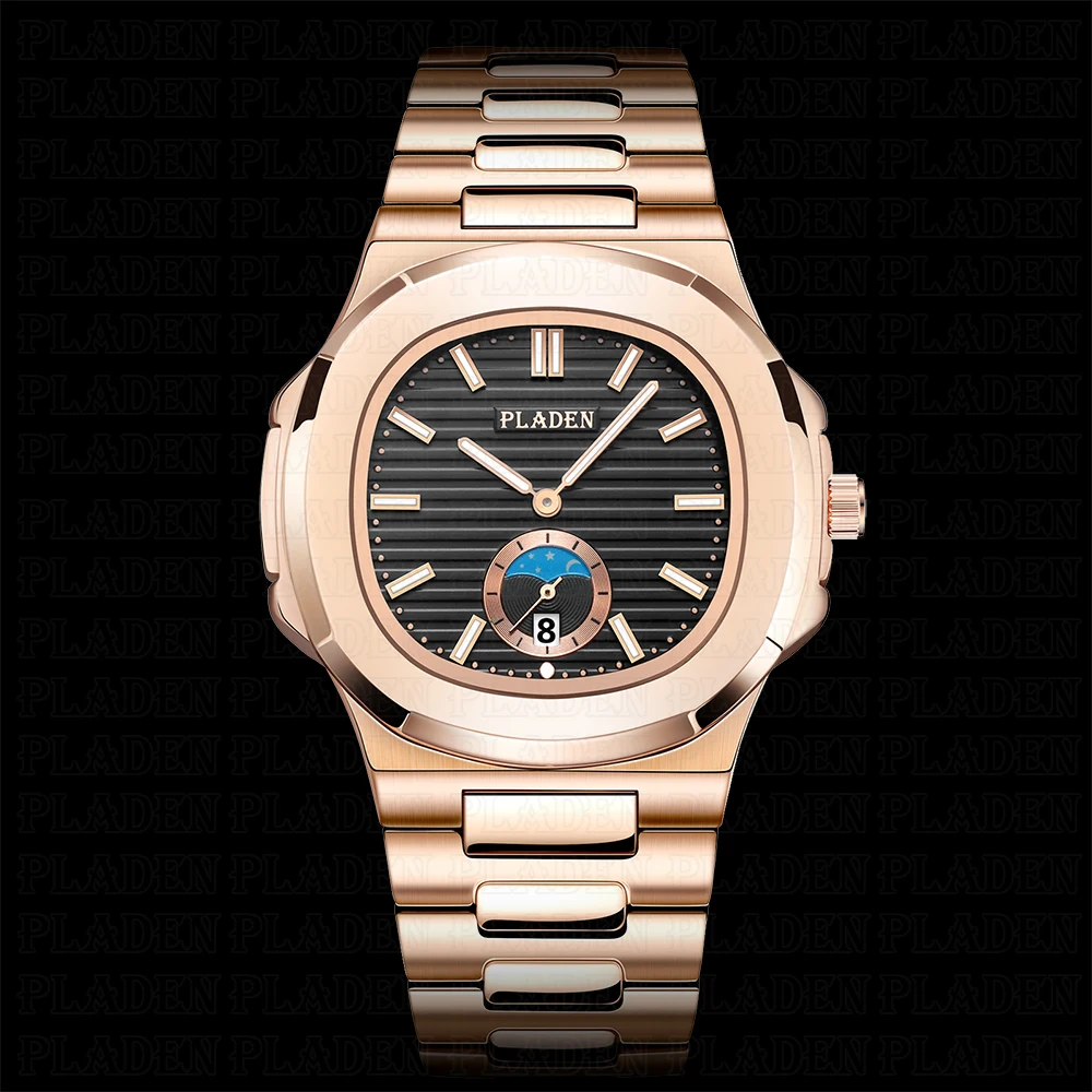 Relogio Masculino PLADEN New Sport Mens Watches Top Brand Luxury Full Steel Quartz Clock Fashion Waterproof Rose Gold Watch Men