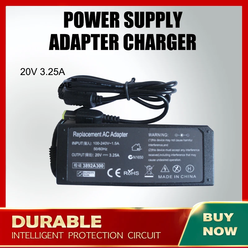 20V 3.25A 65W AC адаптер питания зарядное устройство для Lenovo B50 45 30 70 80