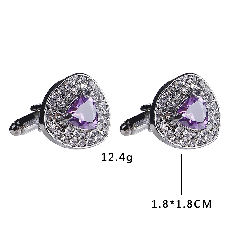 

Luxury Cufflinks For Mens And Women Zircon Black Purple White Fashion Brand Cuff Botton High Quality Wedding Groomsmen Gifts
