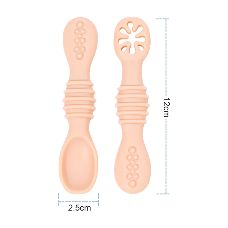 2Pcs/Set Feeding Spoon For Baby Utensils Set Auxiliary Solid Food Toddler Training Bendable Chew Toy Infant Children Tableware images - 6