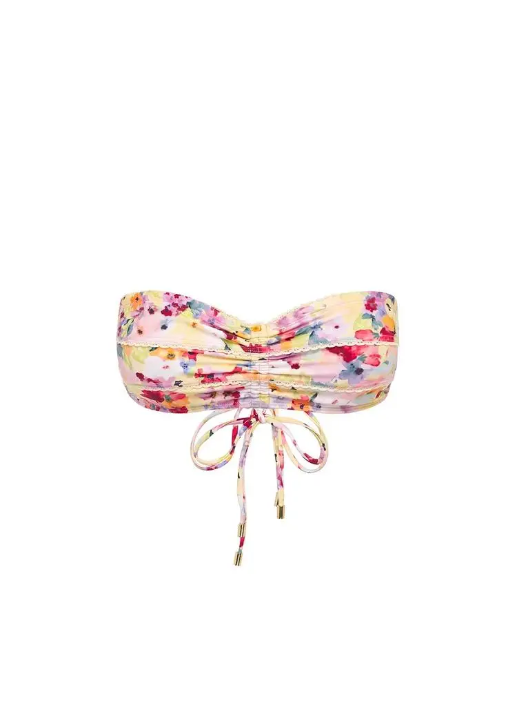 

The new 2021 sling is applied to the chest Sexy print bikini with ruffled lace Fashionable beach leisure swimsuit Tops