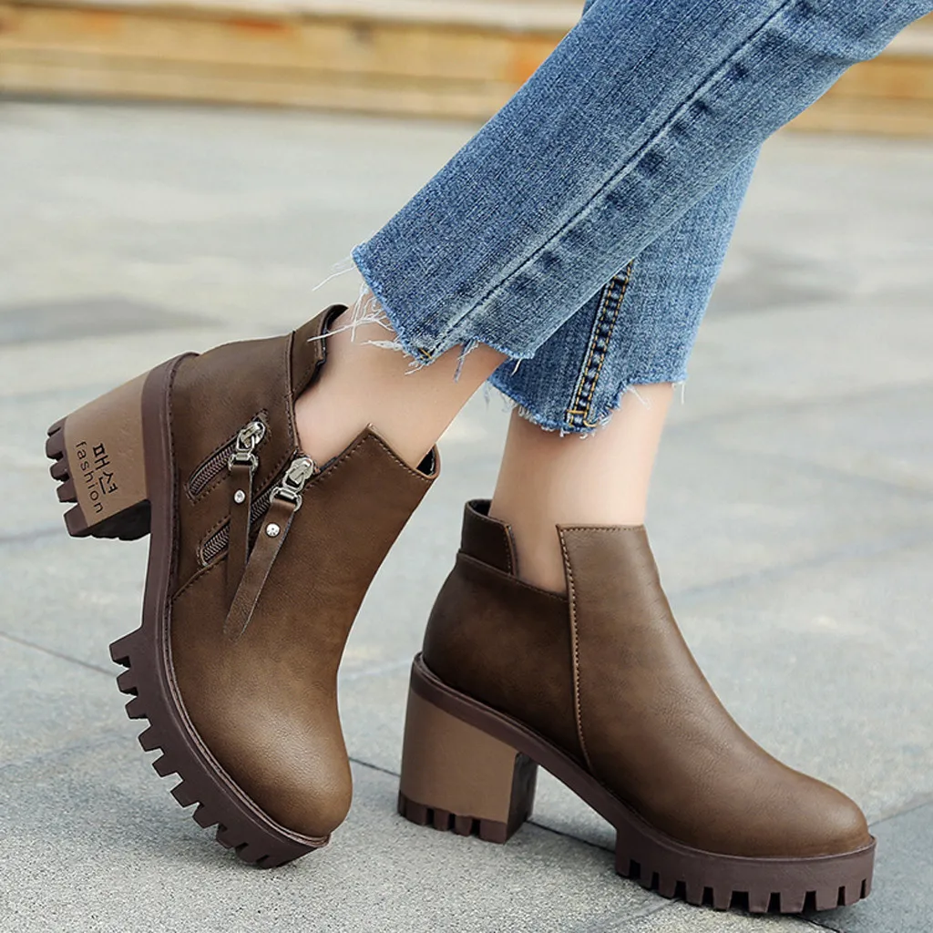 Сапоги SAGACE женские на толстом каблуке зимние Бархатные ботильоны Повседневные