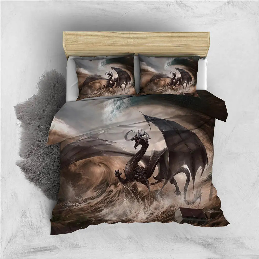 Комплект постельного белья с изображением животных динозавров | Дом и сад