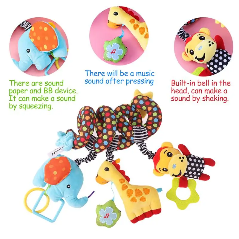 Игрушка TOYMYTOY для младенцев, игрушка на спиральную кровать и коляску, обезьяна, слон, развивающая мягкая игрушка