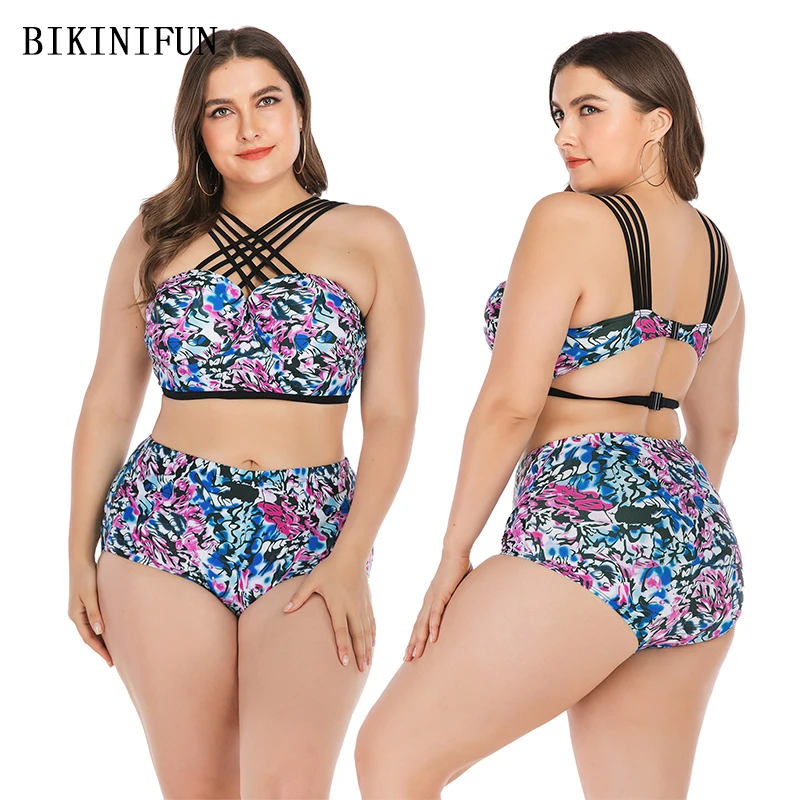 Новый сексуальный женский купальник с цветочным принтом бикини на бретельках