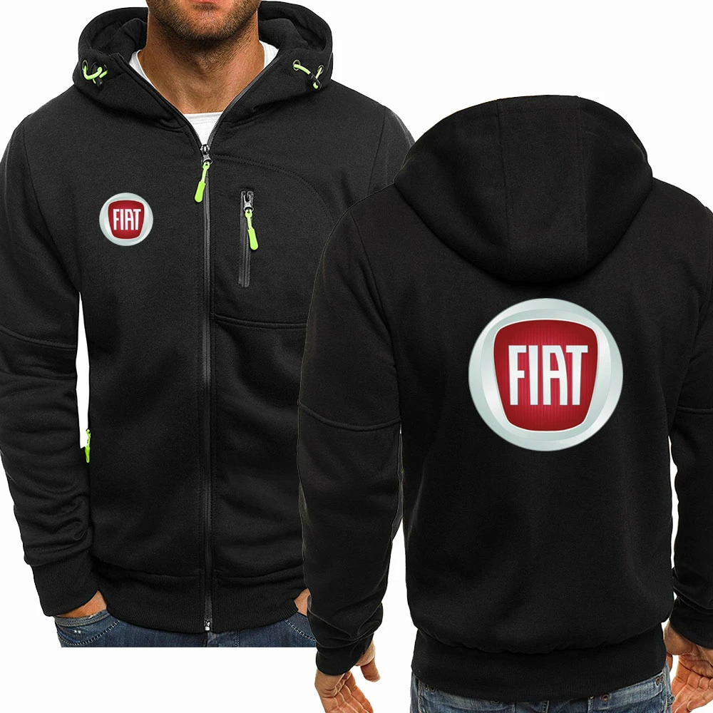 

New FIAT Logo Hoodies Men Spring Autumn Fleece Jacket Male Casual Sportswear Zip Harajuku Hooded Sweatshirt Co