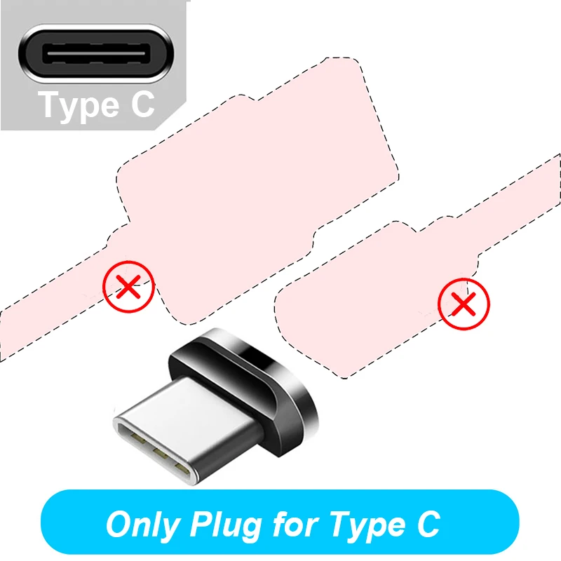 Type C Plug No Cable Магнитный кабель для быстрой зарядки, длинный Магнитный кабель Micro US C-type, синхронный Магнитный кабель для передачи данных для samsung IPhone huawei - Цвет: Type C Plug No Cable