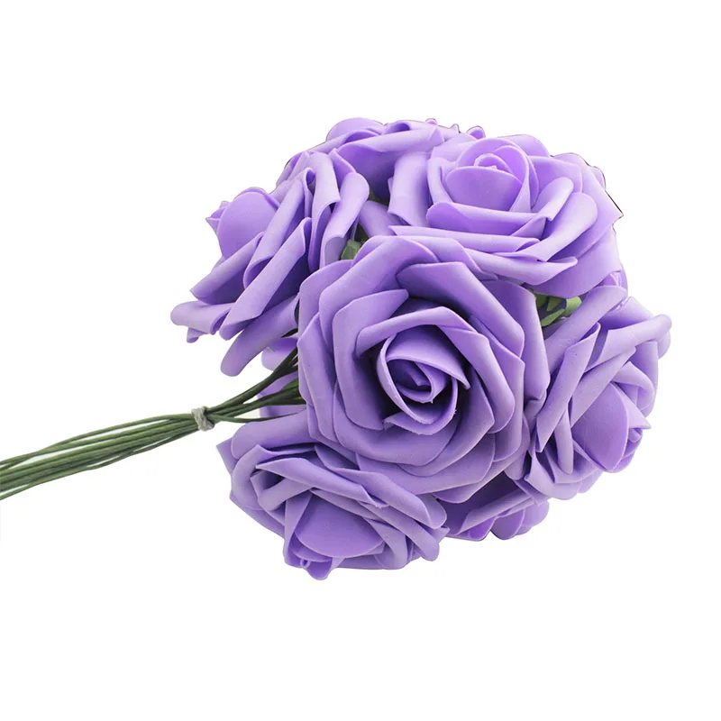 Purple 10 голов, искусственные розы, букет невесты на свадьбу, домашний декор, искусственные цветы - Цвет: Purple