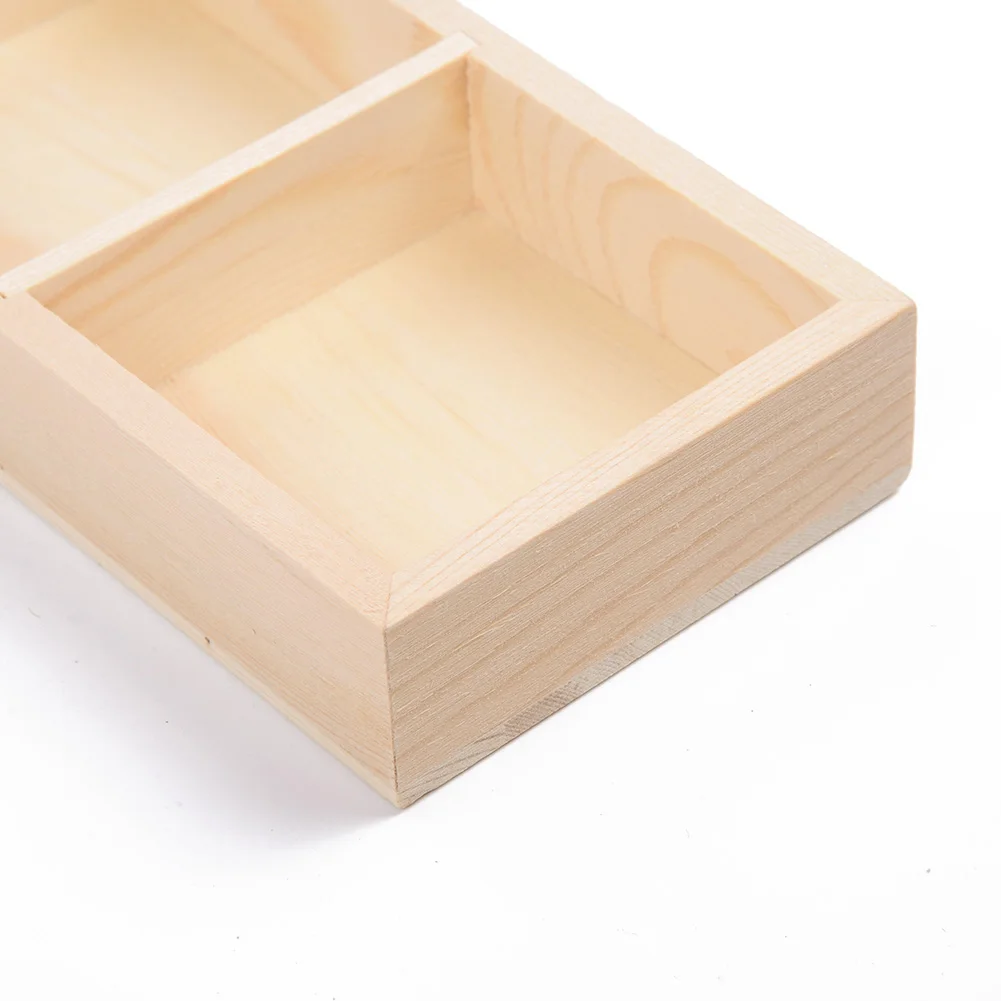 

3 Grids Wooden Succulent Plant Fleshy Flower Pot Box Tray Holder Containers NEW