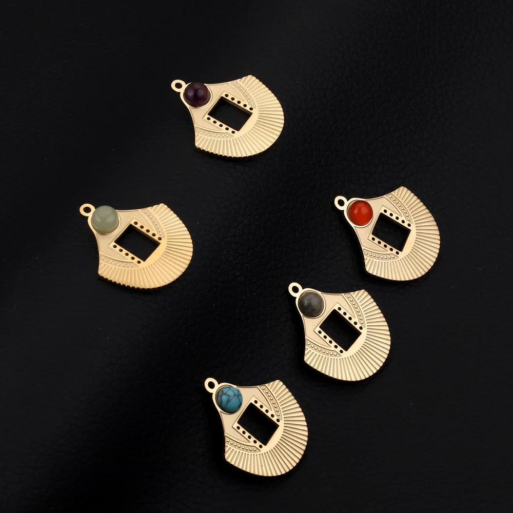 

5 шт., подвески из натурального камня и нержавеющей стали