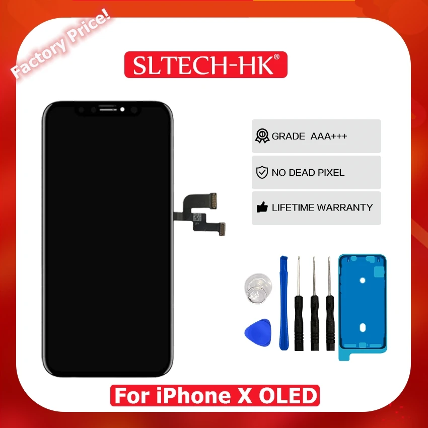 

AAA+++ Display For iPhone X OLED Screen Replacement LCD With Touch Digitizer Assembled True Tone No Dead Pixel