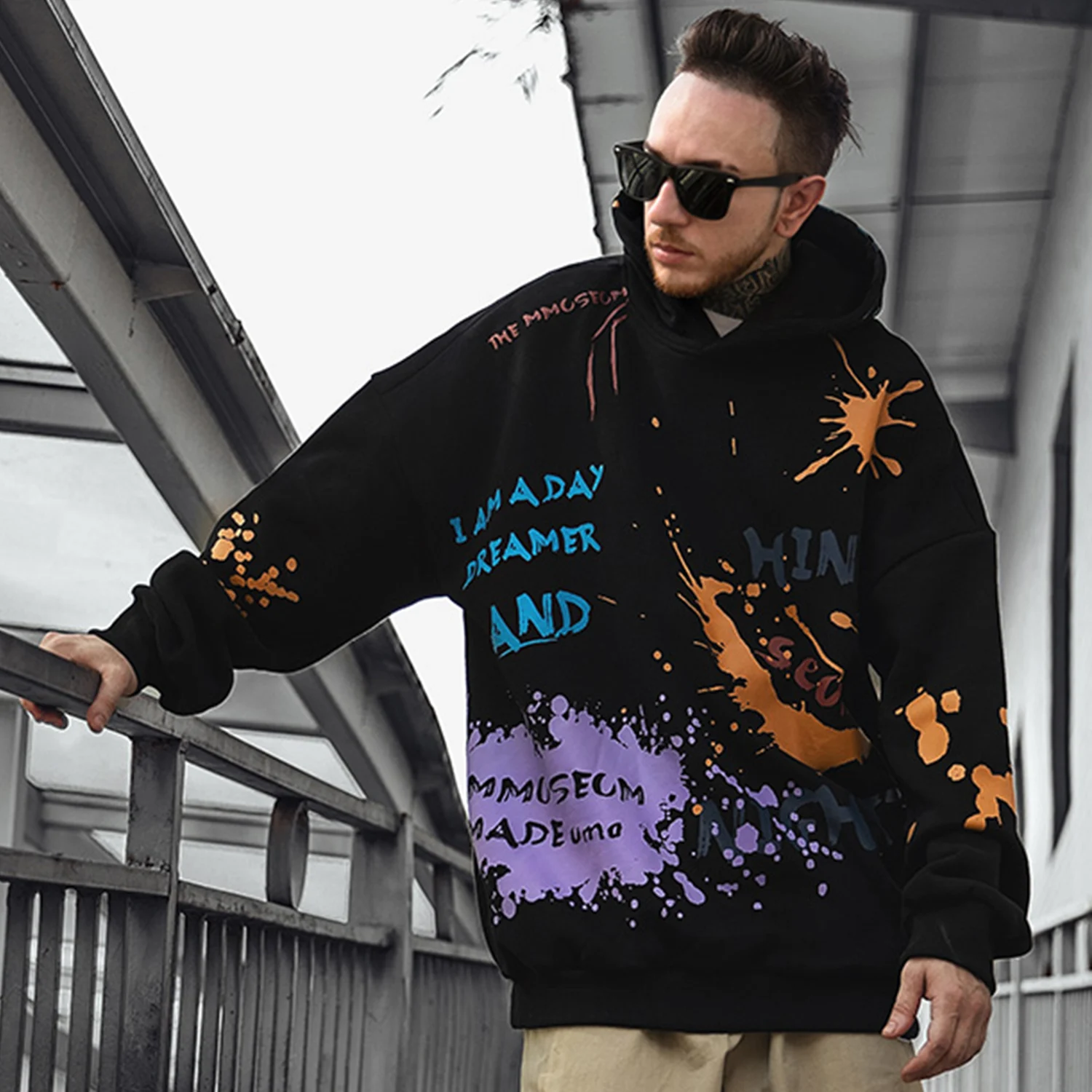 Aelfric Eden толстовки с капюшоном принтом в виде букв мужские стиле Харадзюку модные