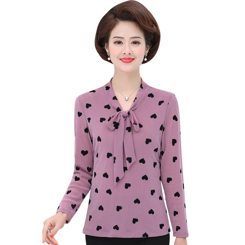 Одежда для матери среднего возраста Весенние футболки с длинным рукавом женская