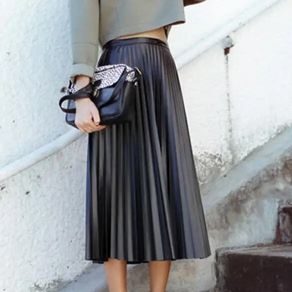 Новинка 2020 весенне осенняя Женская юбка винтажные черные юбки из искусственной