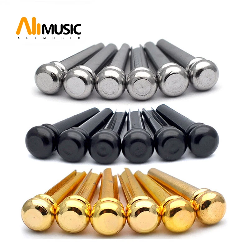 

6pcs Brass Folk Acoustic Guitar String Pin Peg Nail Brass Metal Guitar String Black-Gold-Chrome